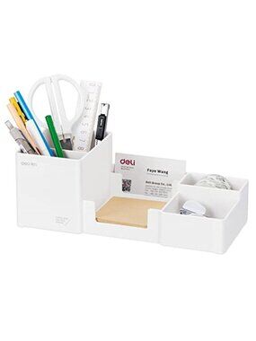 Desk Organizer White Plastic Pen Holder Pencil Organizer Office Storage
